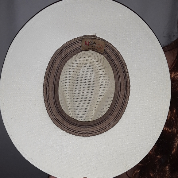 Moksman Hats Unisex Made in Mexico Large Tan Straw Cowboy Hat w/ Decals Accents - Picture 10 of 14